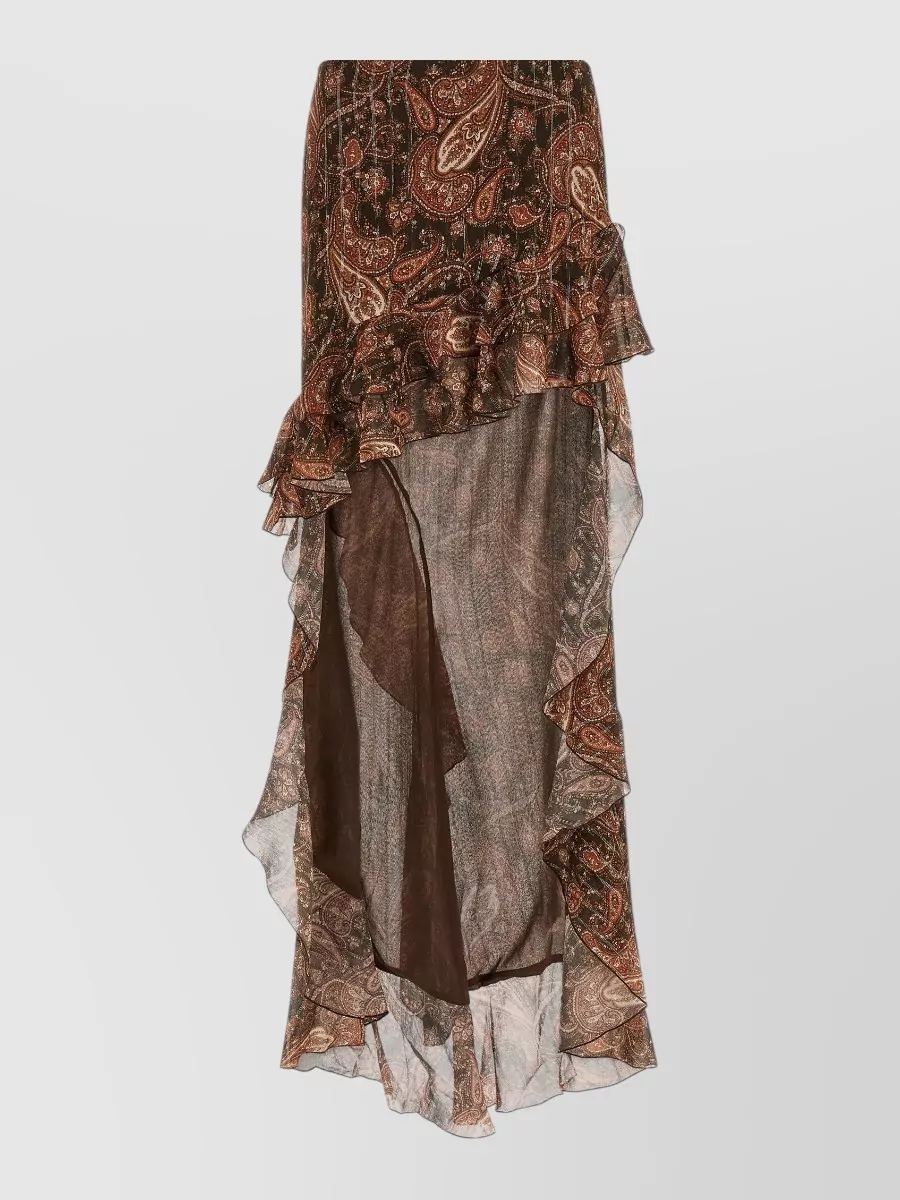 The Andamane paisley print asymmetric ruffled maxi skirt