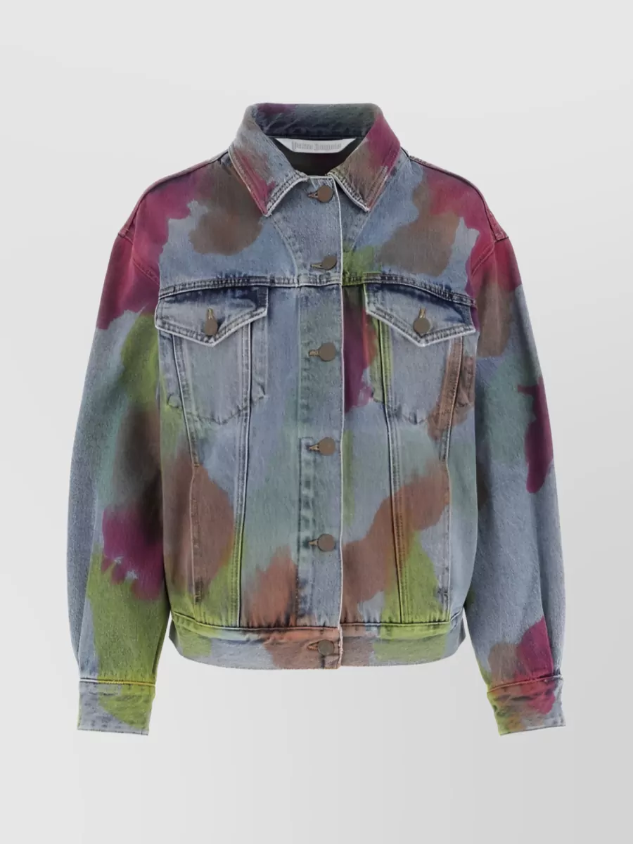Shop Palm Angels Skate Scene-inspired Denim Jacket In Multicoloured