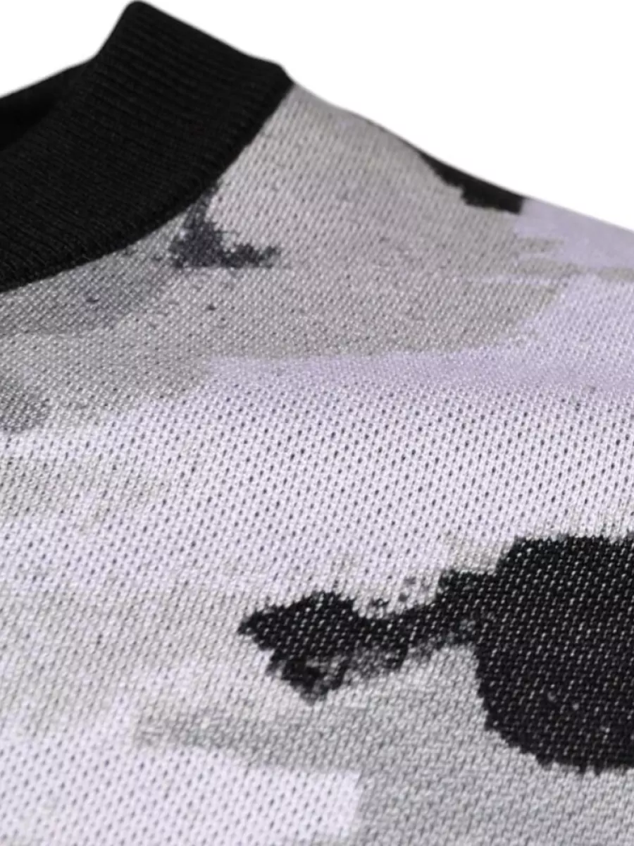 Dolce&Gabbana Silk Camouflage Crew Neck Pullover Sweater
