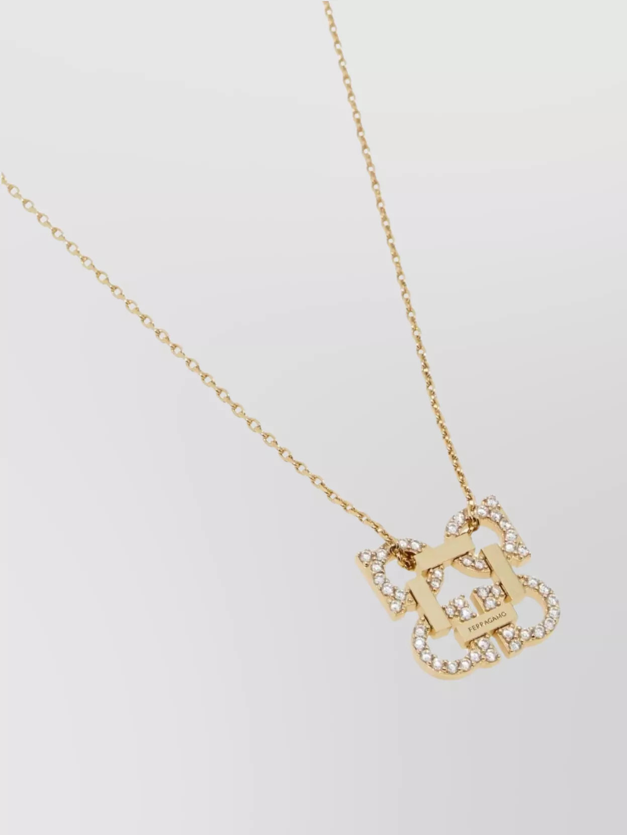 Ferragamo Crystal Four Gancini Pendant Necklace