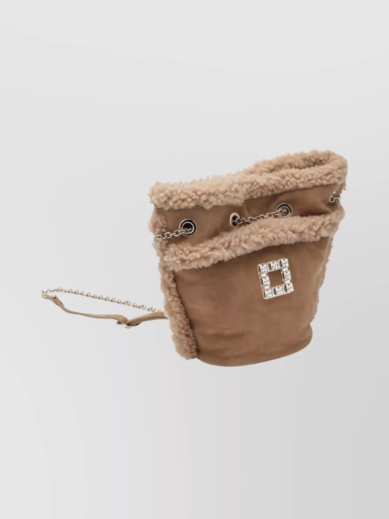 Roger Vivier Tres Vivier Backpack With Buckle And Chain Strap In Brown