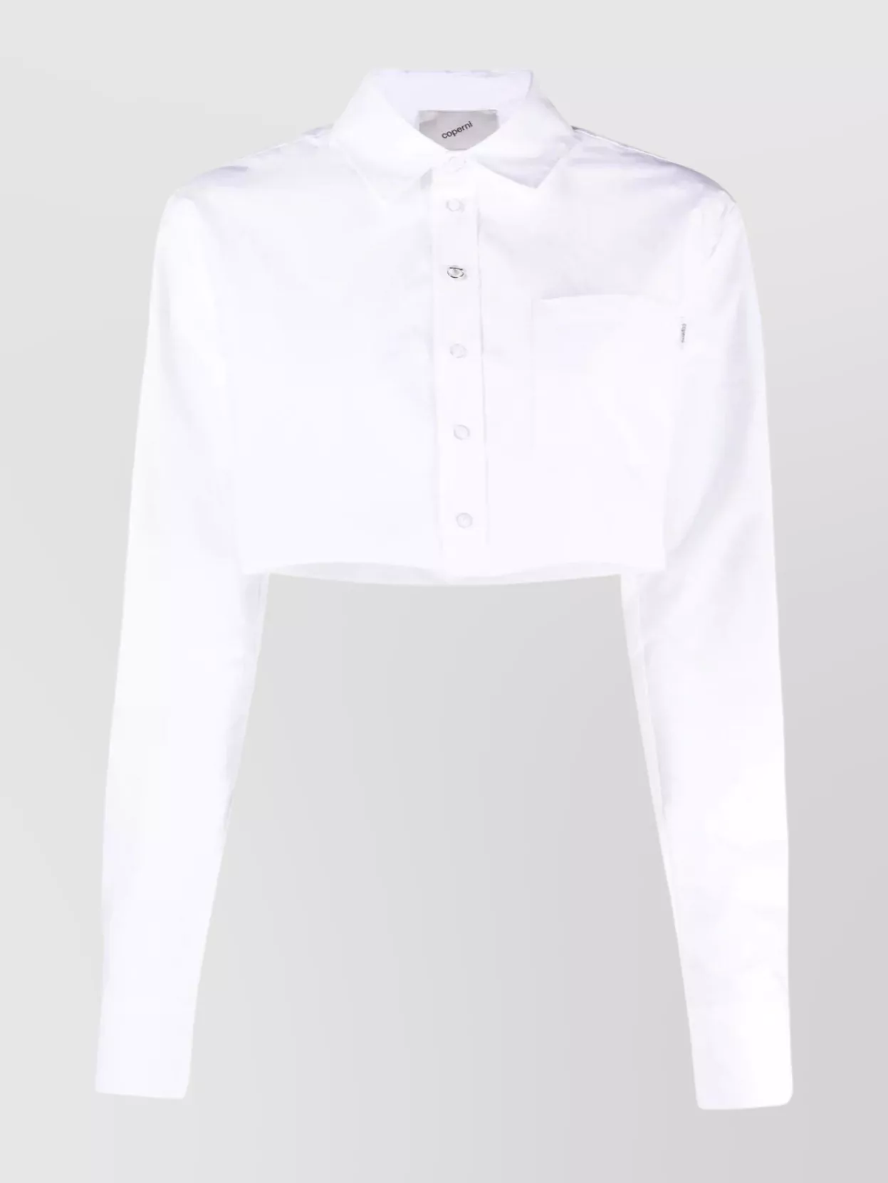 Shop Coperni Shirt Crop Long Sleeve Pocket Collar In White