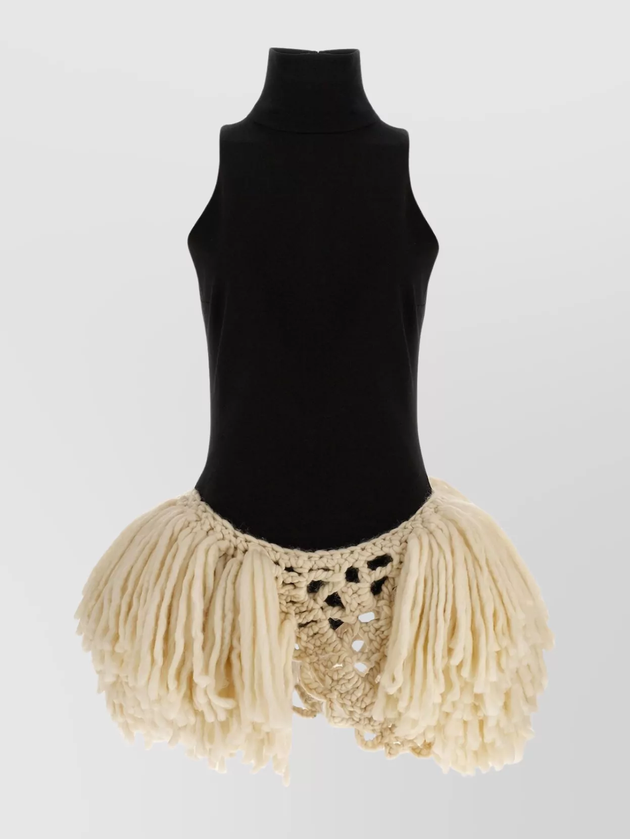 Magda Butrym Textured Sleeveless Dress Featuring Crochet Detail In Black