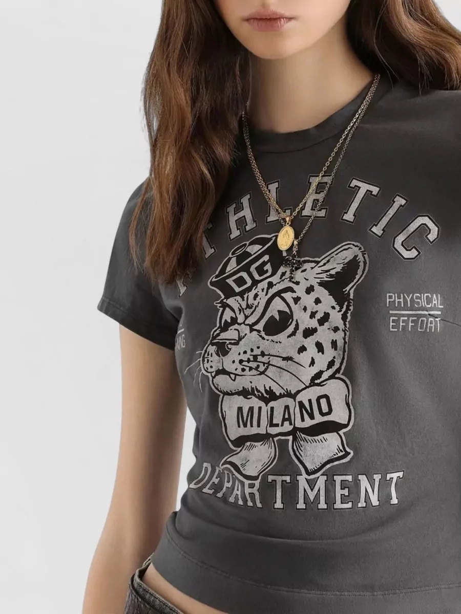 Dolce&Gabbana Crew Neck Graphic Print Ribbed Hem T Shirt