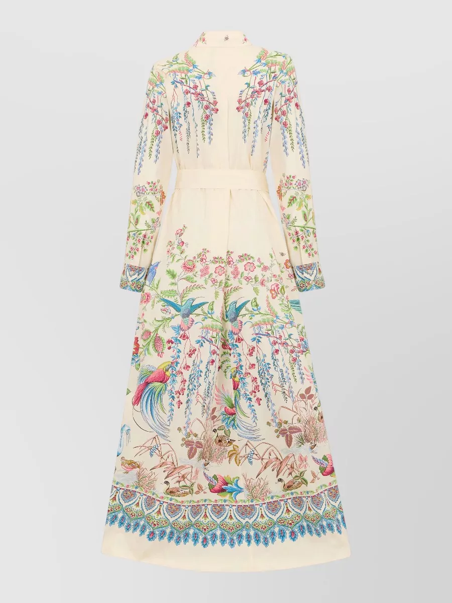 Etro Floral-Print Cotton Long-Sleeve Maxi Dress
