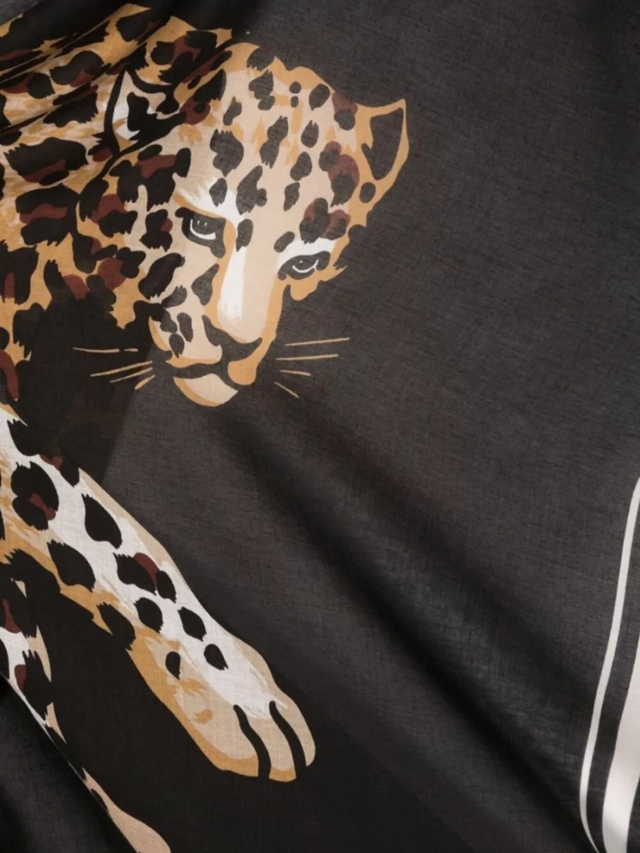 Saint Laurent Scarf Animal Motif Frayed Edge