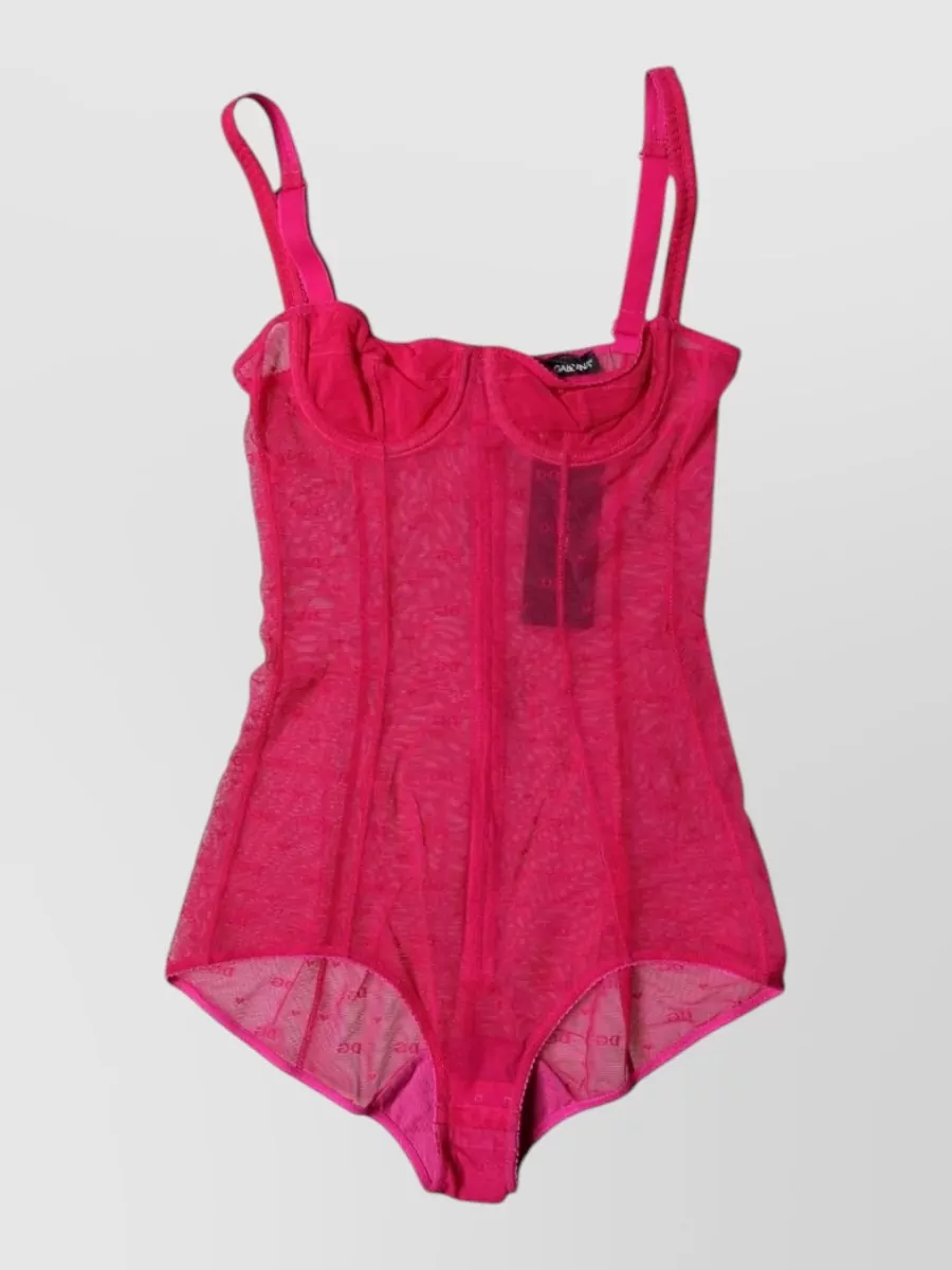 Dolce&Gabbana sheer mesh sleeveless sweetheart-neck bodysuit