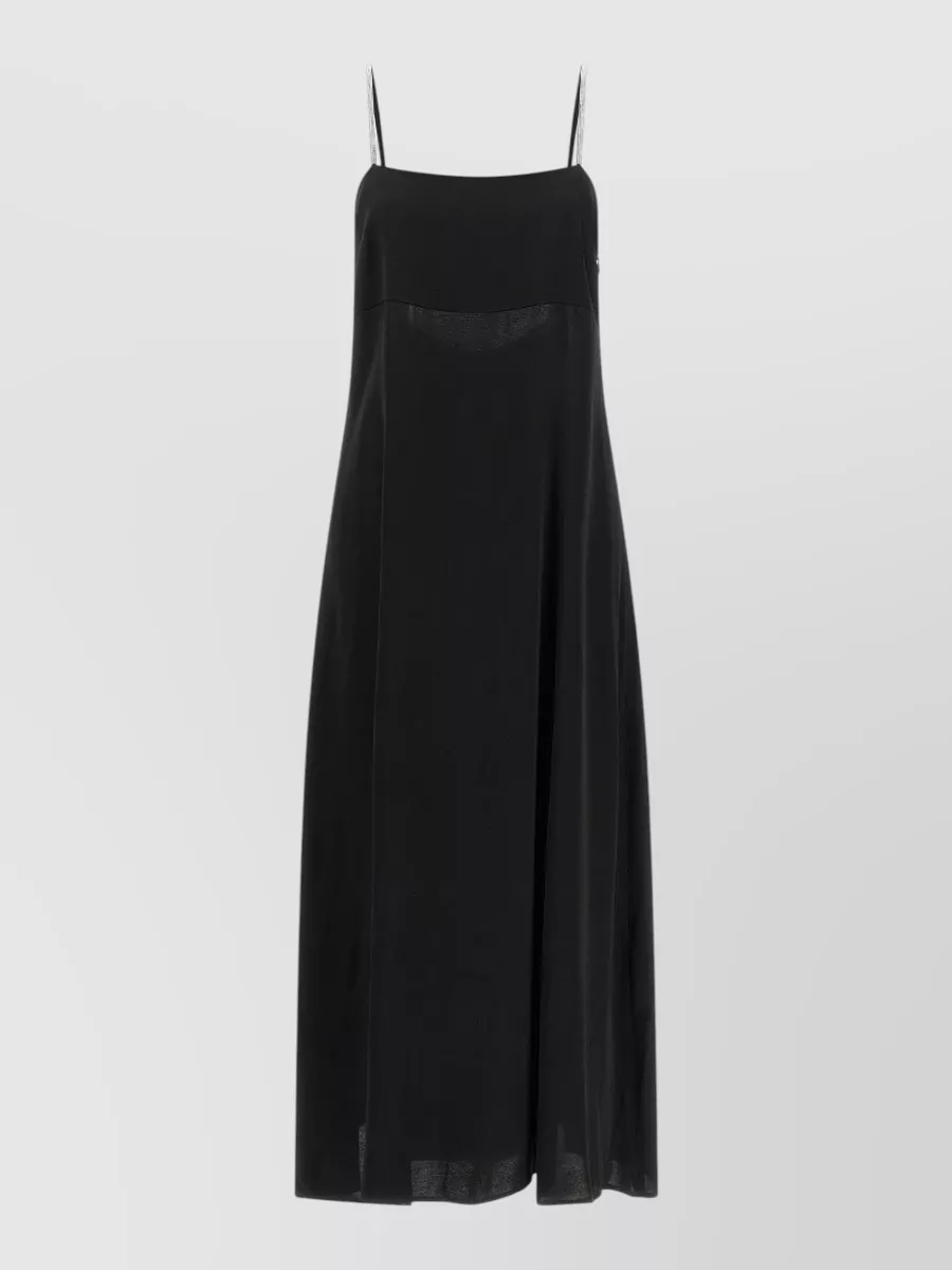 Peserico Viscose Satin Rhinestone-Embellished Cutout Back Strappy Midi Dress