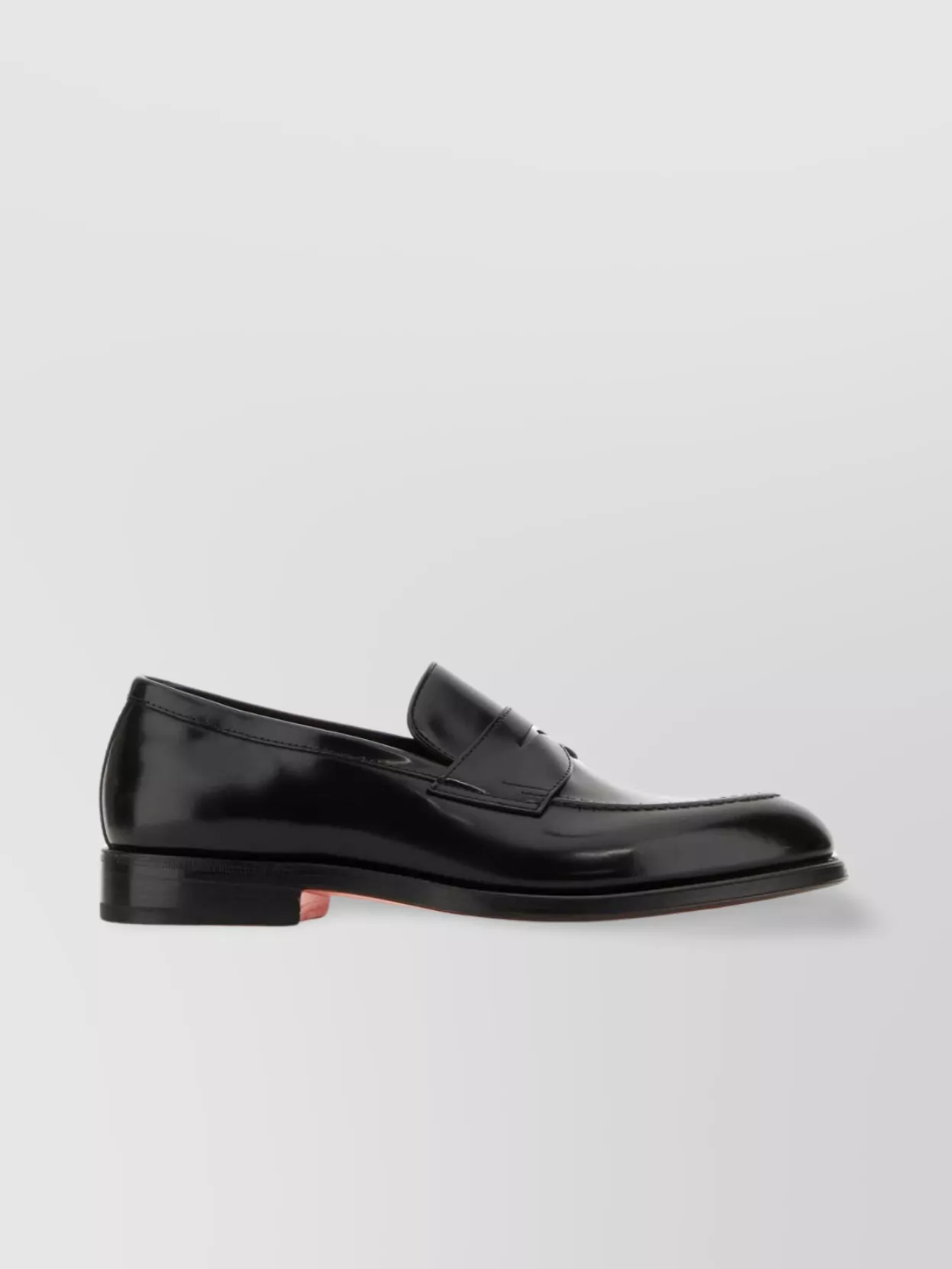 Shop Santoni Polished Leather Loafers With Penny Slot Strap