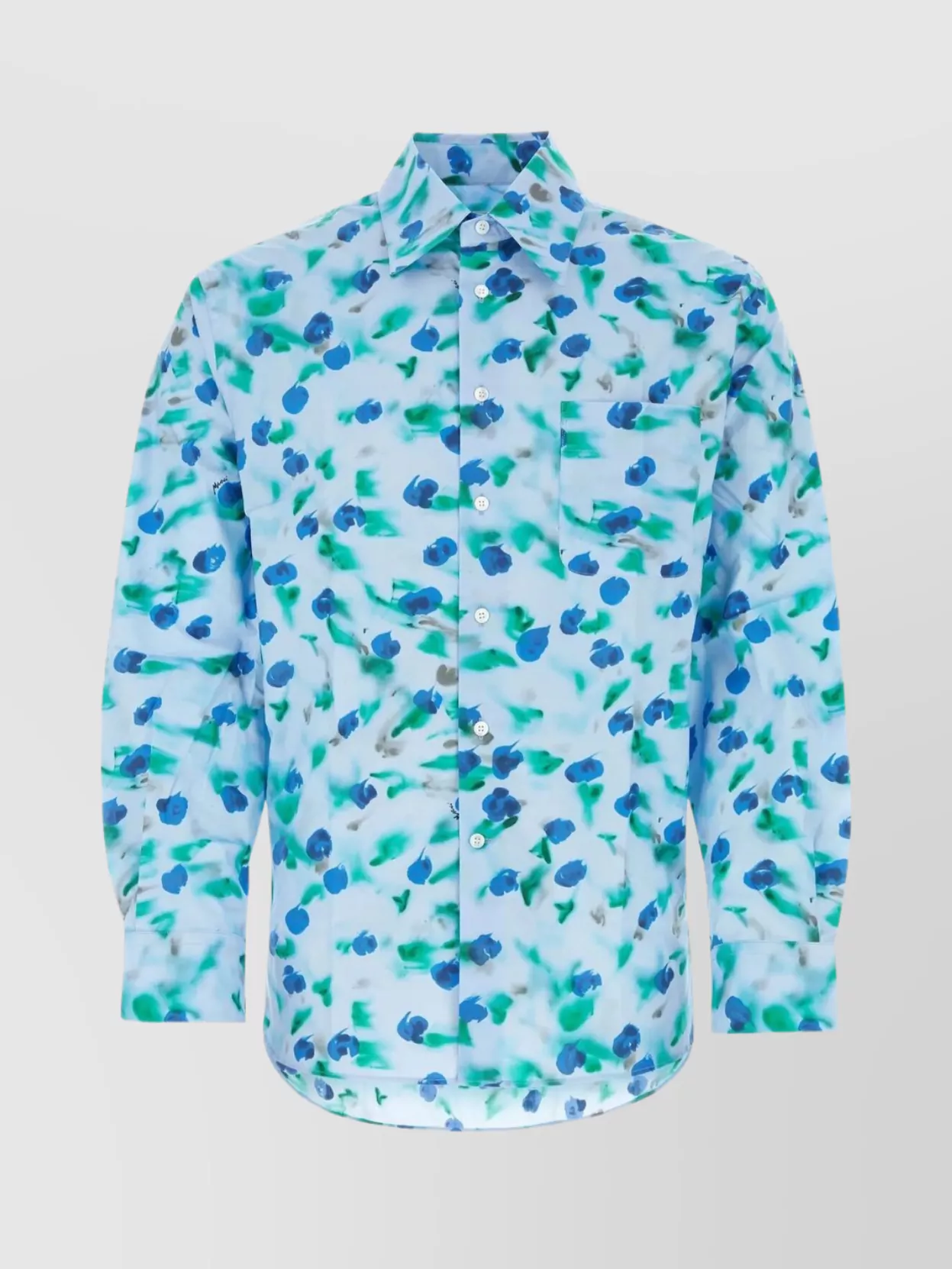 Shop Marni Unique Print Poplin Shirt In Blue