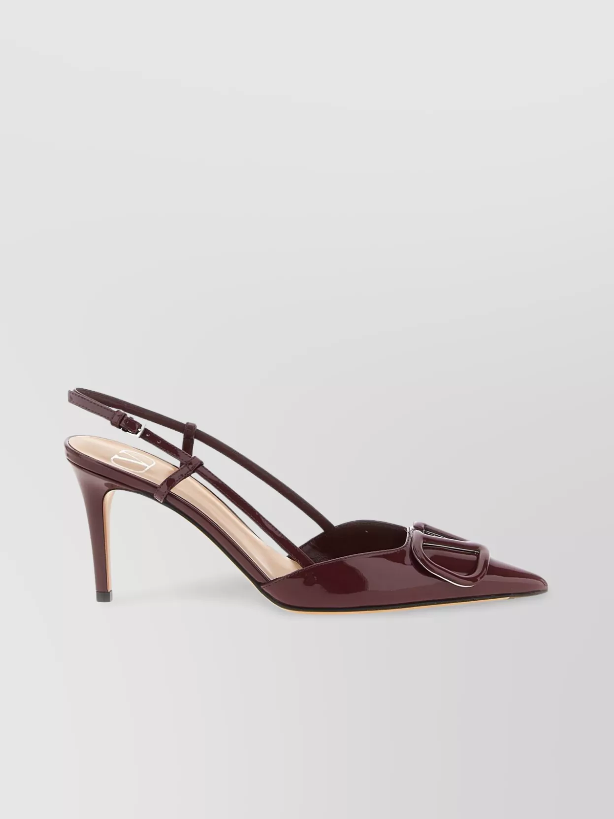 Valentino Garavani Vlogo Signature Patent Leather Slingback Pump 80mm Woman Brown 40.5 In Brown