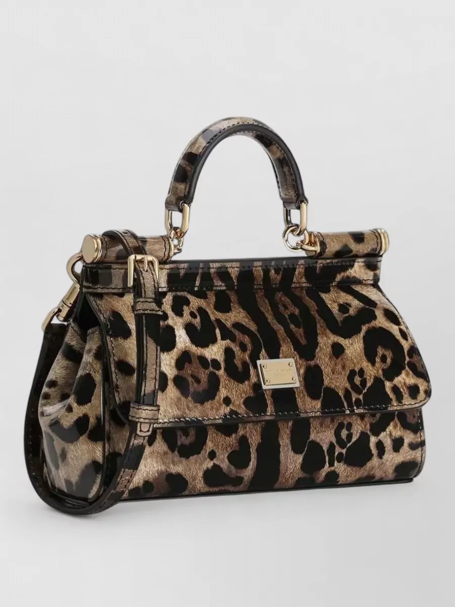 Dolce&Gabbana Sicily Mini Leather Leopard-Print Shoulder Bag