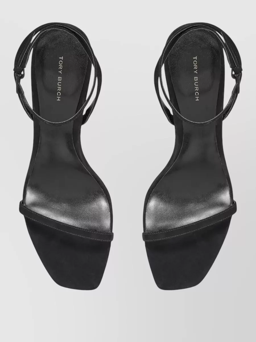 Tory Burch Sparkling Open Toe 90mm Heel Sandal In Black