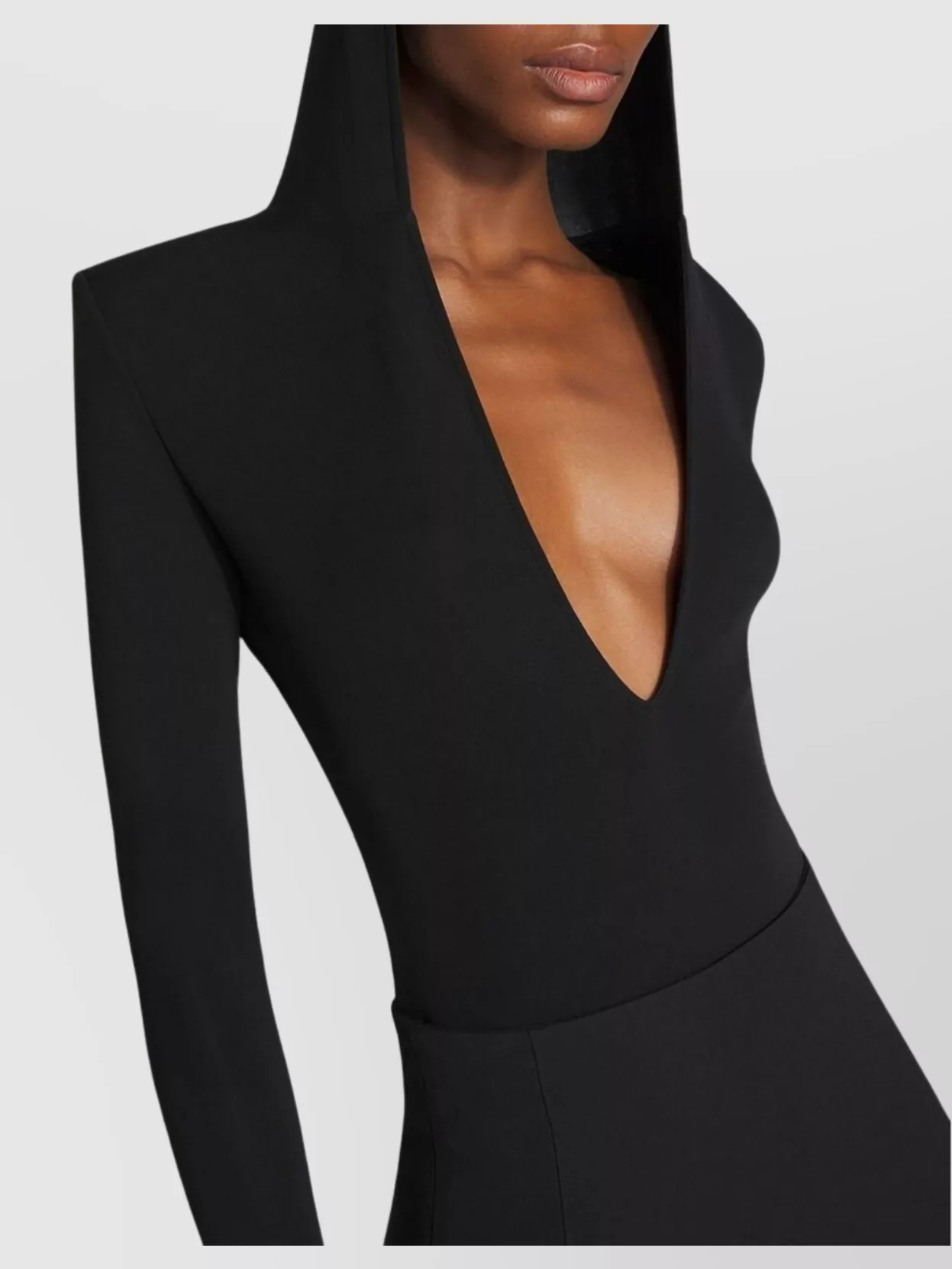 Mugler Long Sleeve Asymmetric Hem Hooded Top