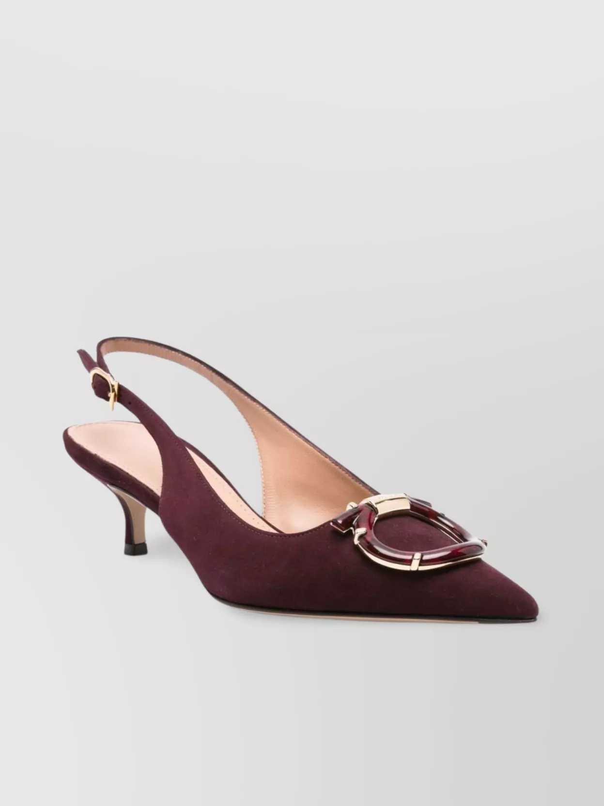 Ferragamo Suede Pointed Toe Slingback Pumps