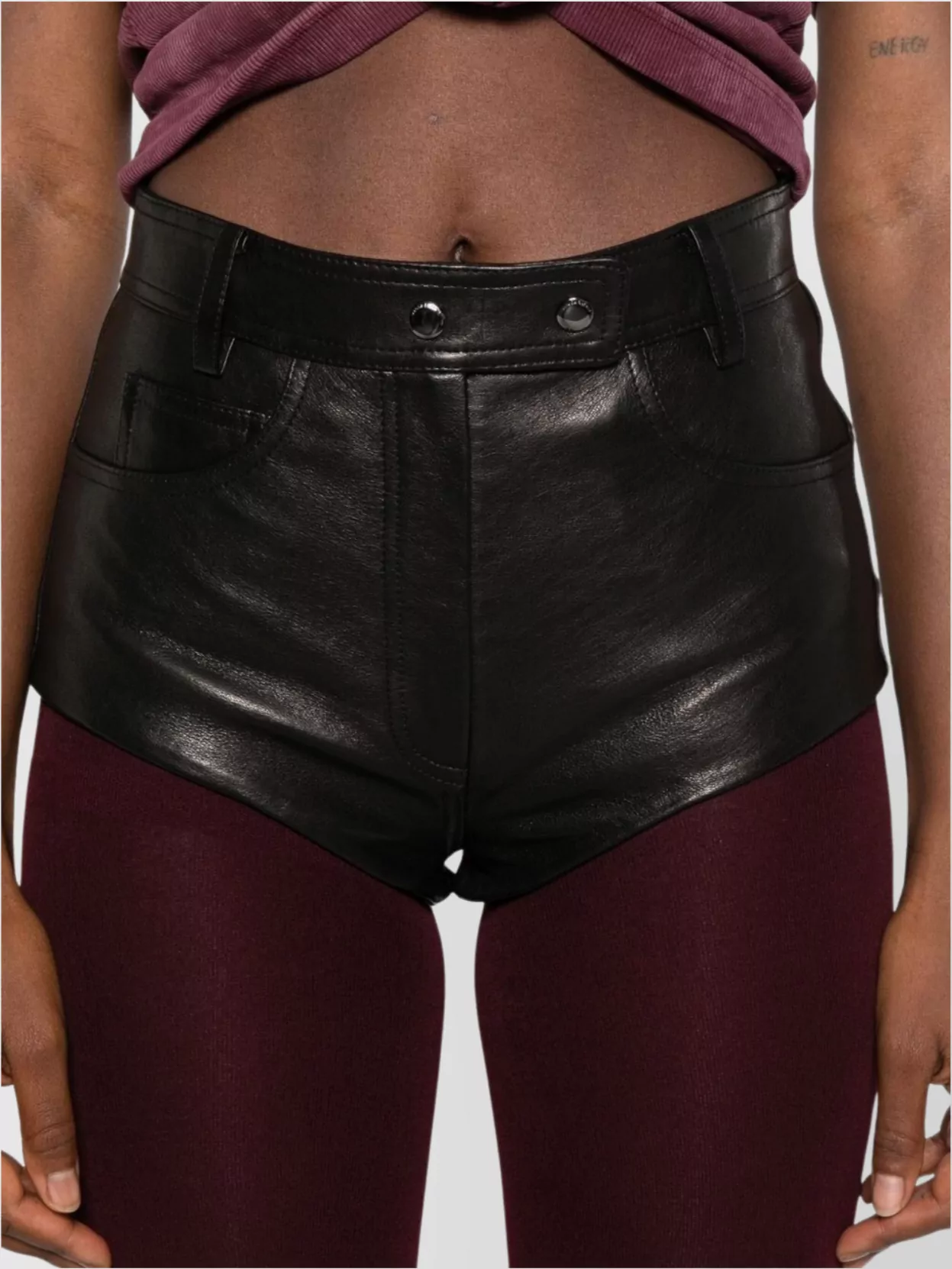 Magda Butrym High Waist Sheepskin Leather Shorts