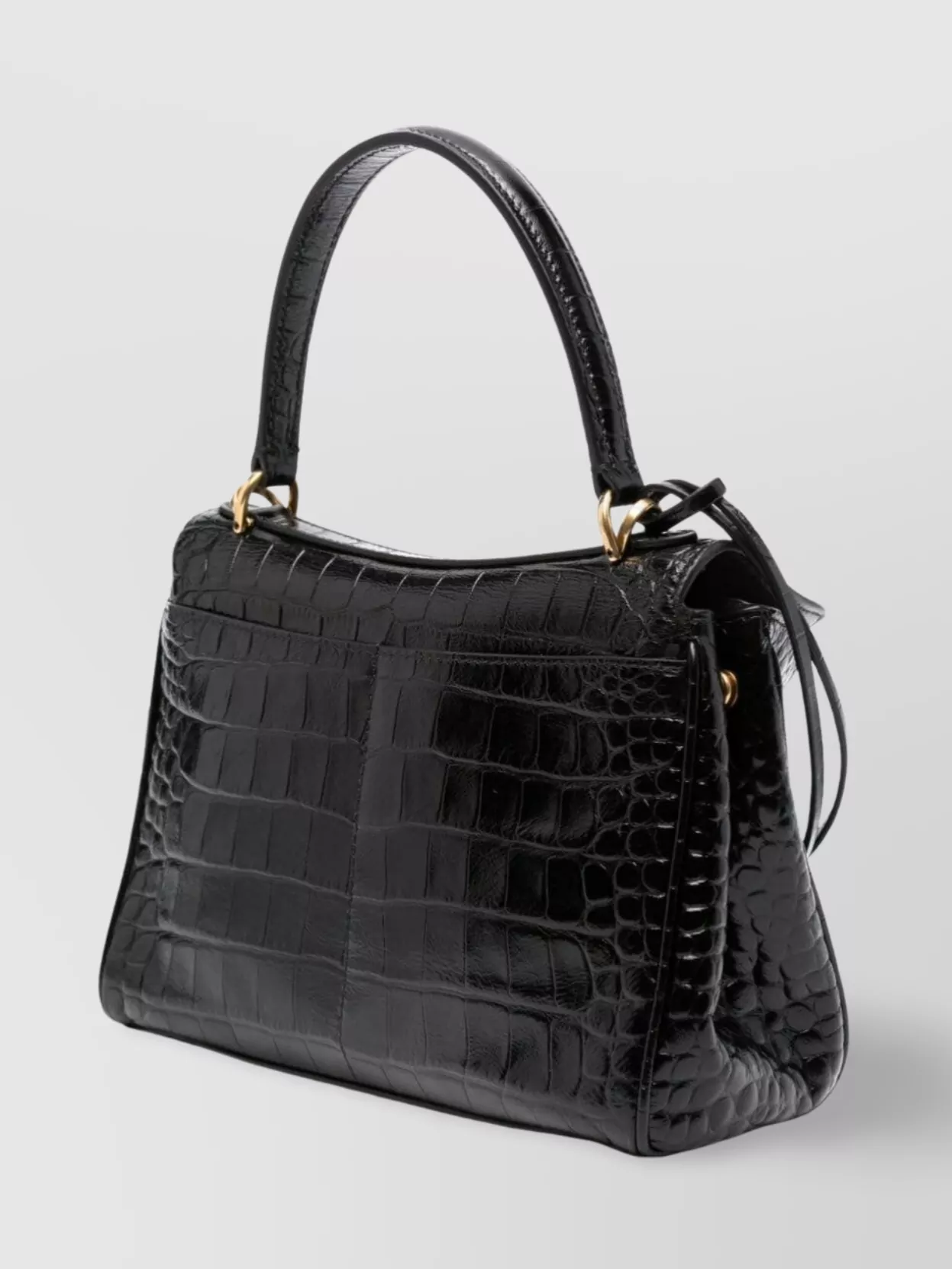 Balenciaga Crocodile Embossed Mini Leather Shoulder Bag