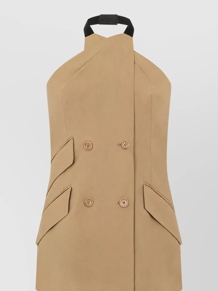 Max Mara silk wool sleeveless double-breasted trench coat