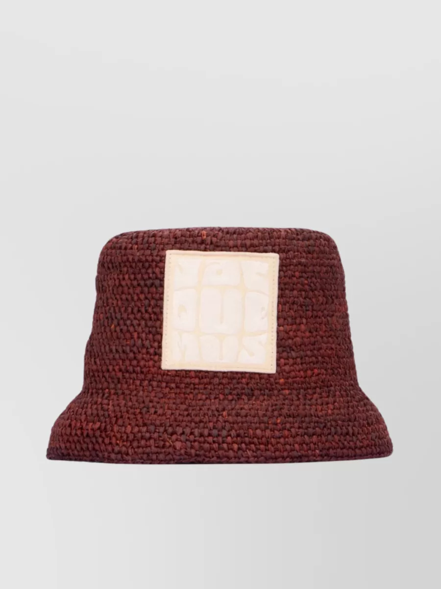 Shop Jacquemus Textured Wide Brim Hat In Burgundy