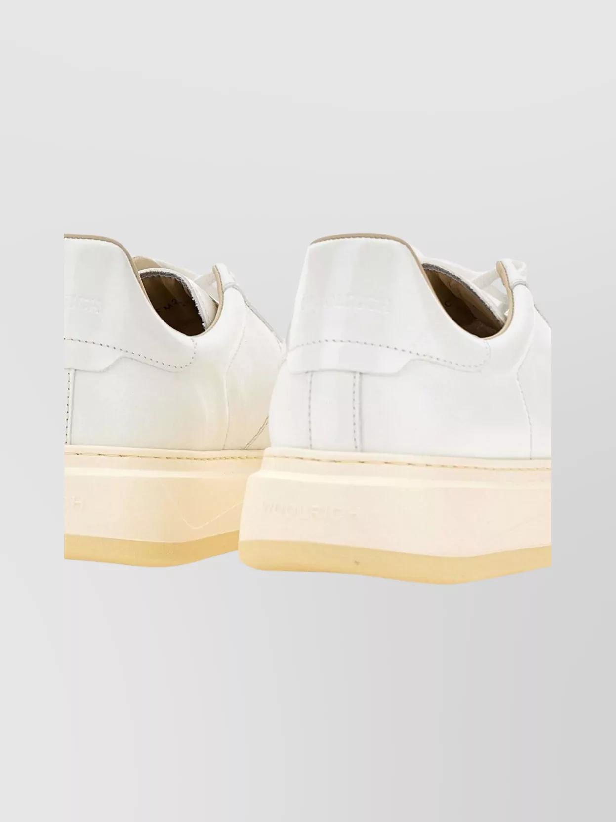 Woolrich Round Toe Leather Sneaker With Rubber Sole In White