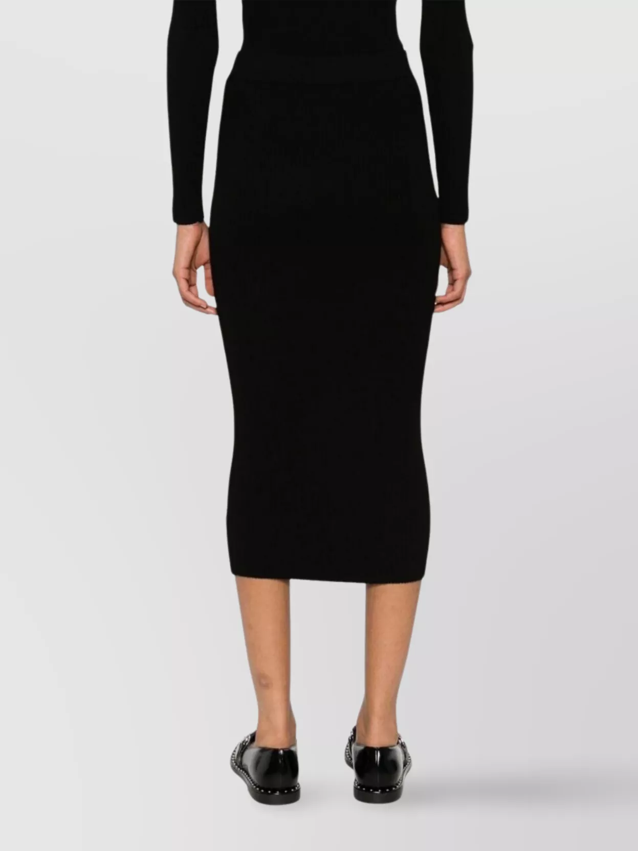Parosh High-Waisted Midi Skirt Ribbed Texture