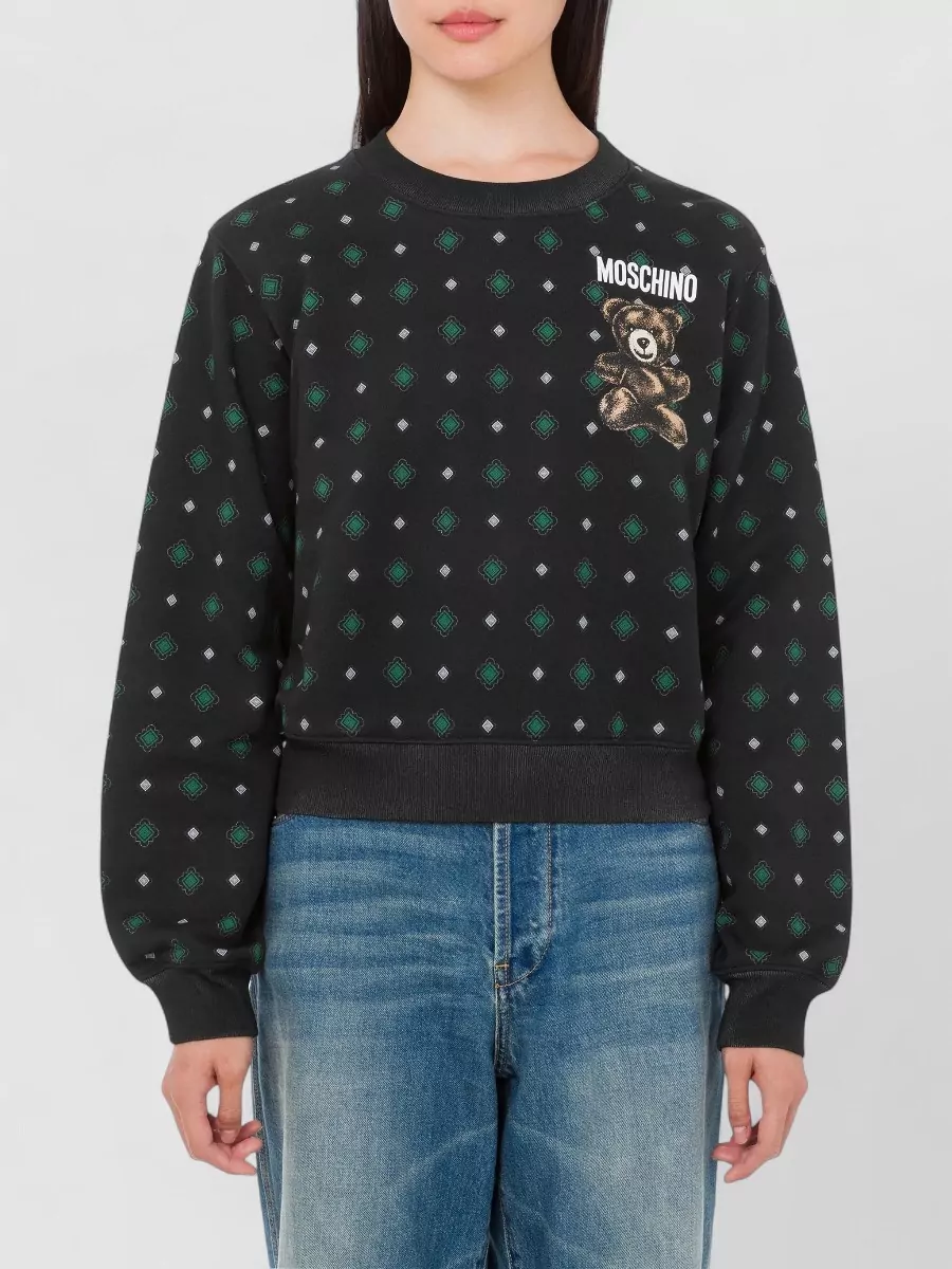 Moschino Organic Cotton Crew Neck Graphic Sweatshirt