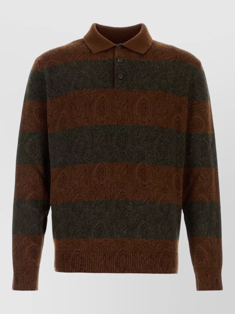 Etro embroidered wool polo shirt