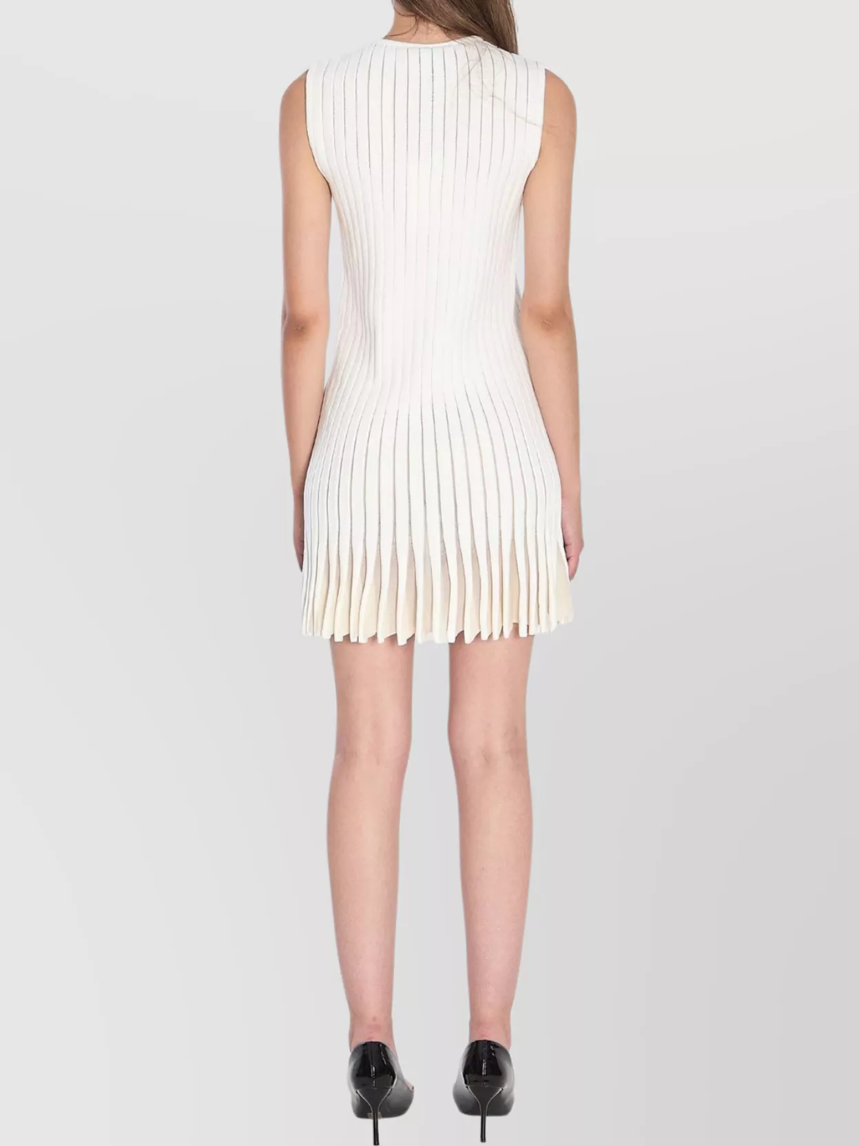 Alaïa Vertical Stripe Sleeveless Knit Dress In White