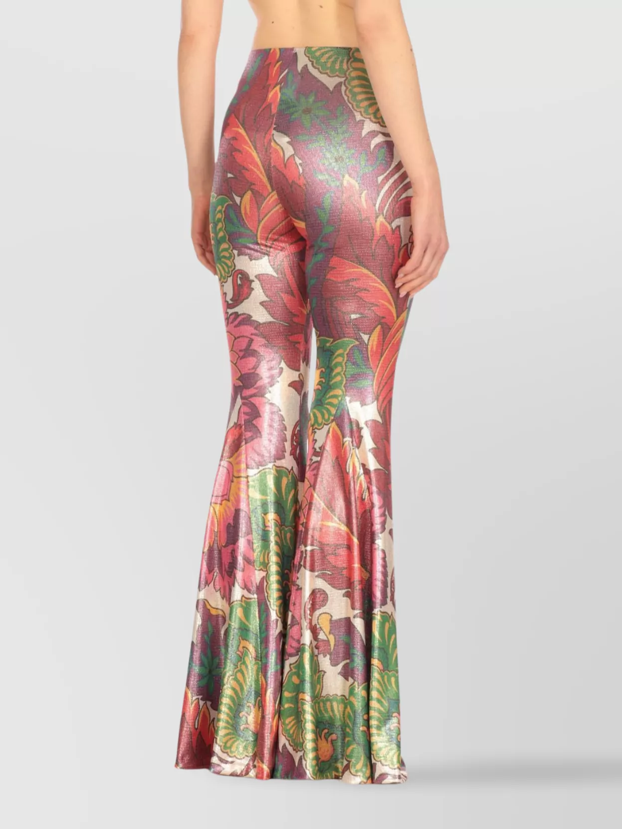 Etro Floral Print High Waist Flared Trousers In Multi
