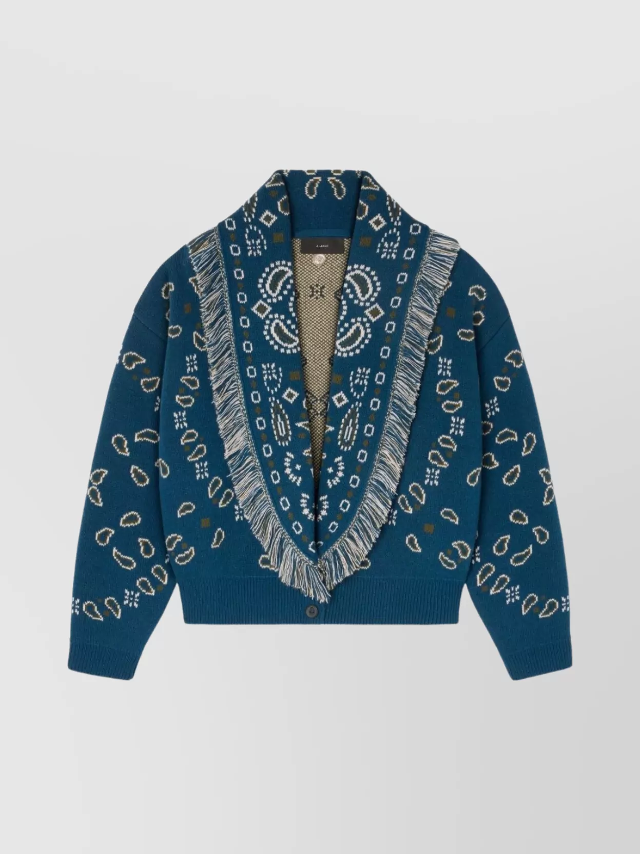 Alanui Bandana Wool And Cashmere Cardi-bomber In Blue