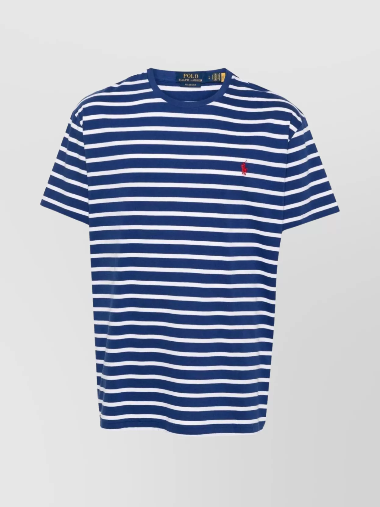 Shop Polo Ralph Lauren Striped Crewneck T-shirt With Short Sleeves In Blue