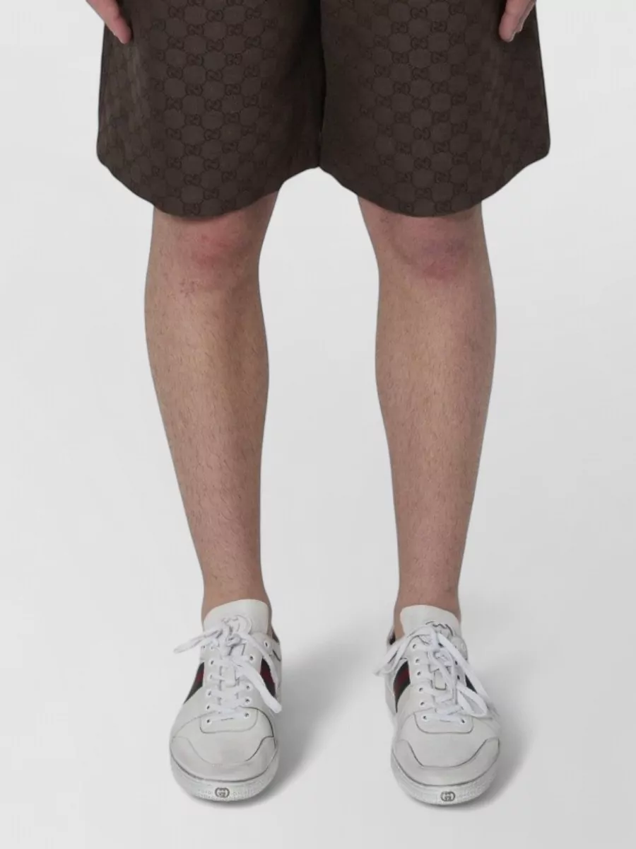Gucci Linen mid-rise wide-leg tailored shorts