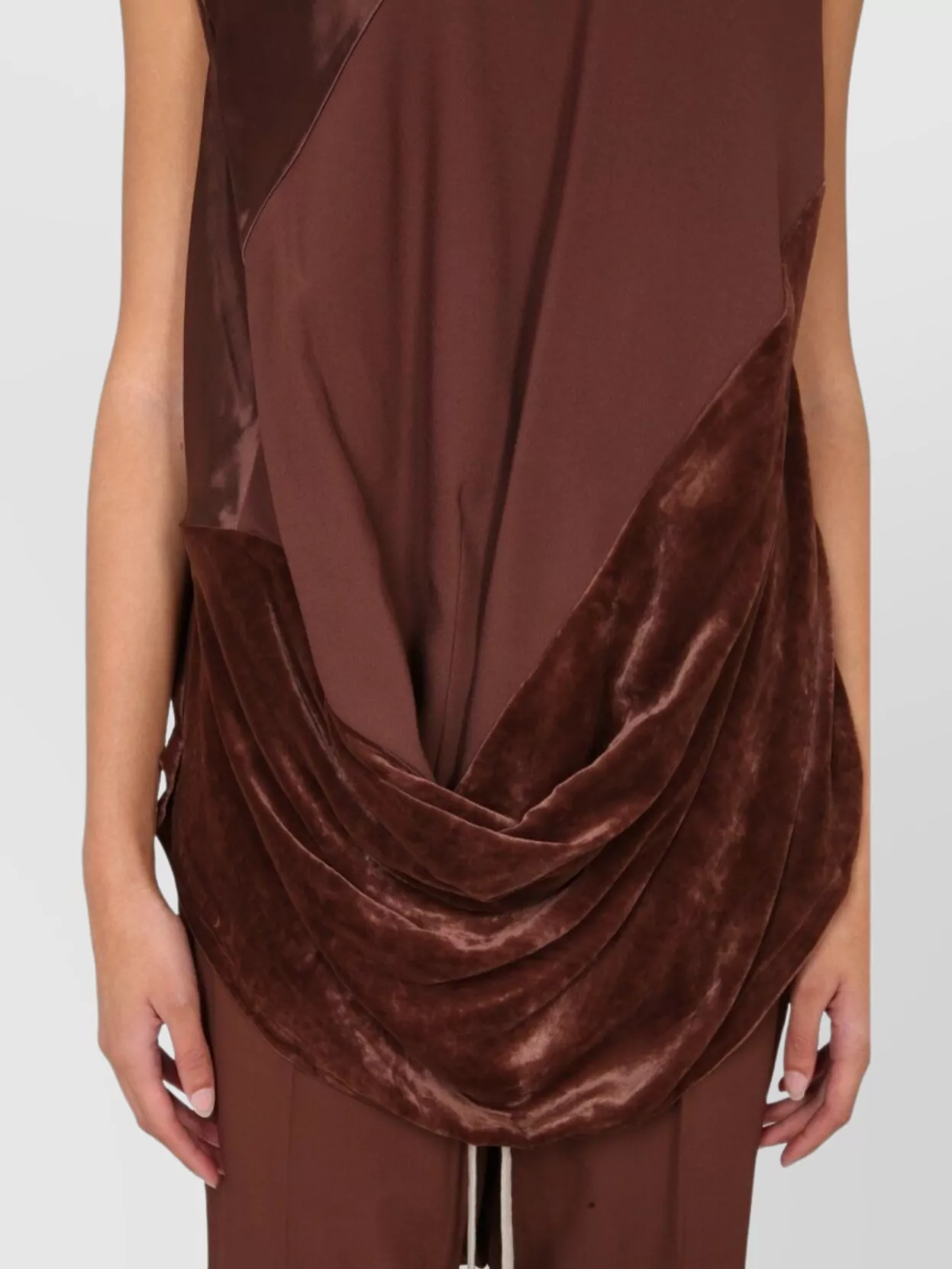 Rick Owens Draped Panel Cap Sleeve Satin Top
