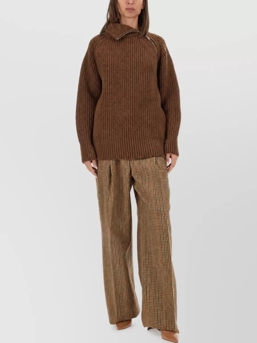 Dries Van Noten Checked Wool Wide-Leg Trousers