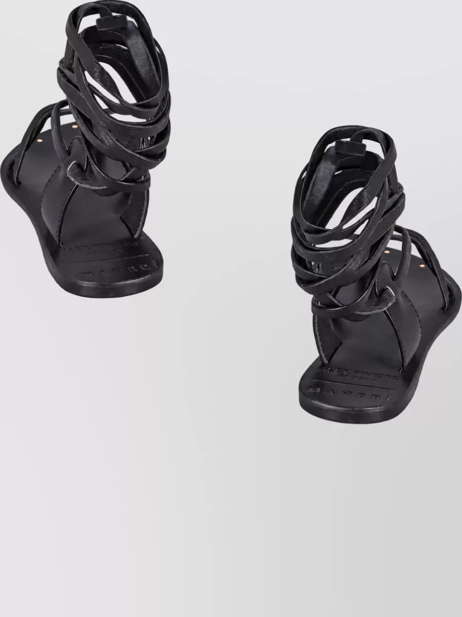 Manebi Studded Leather Tie-Up Sandals