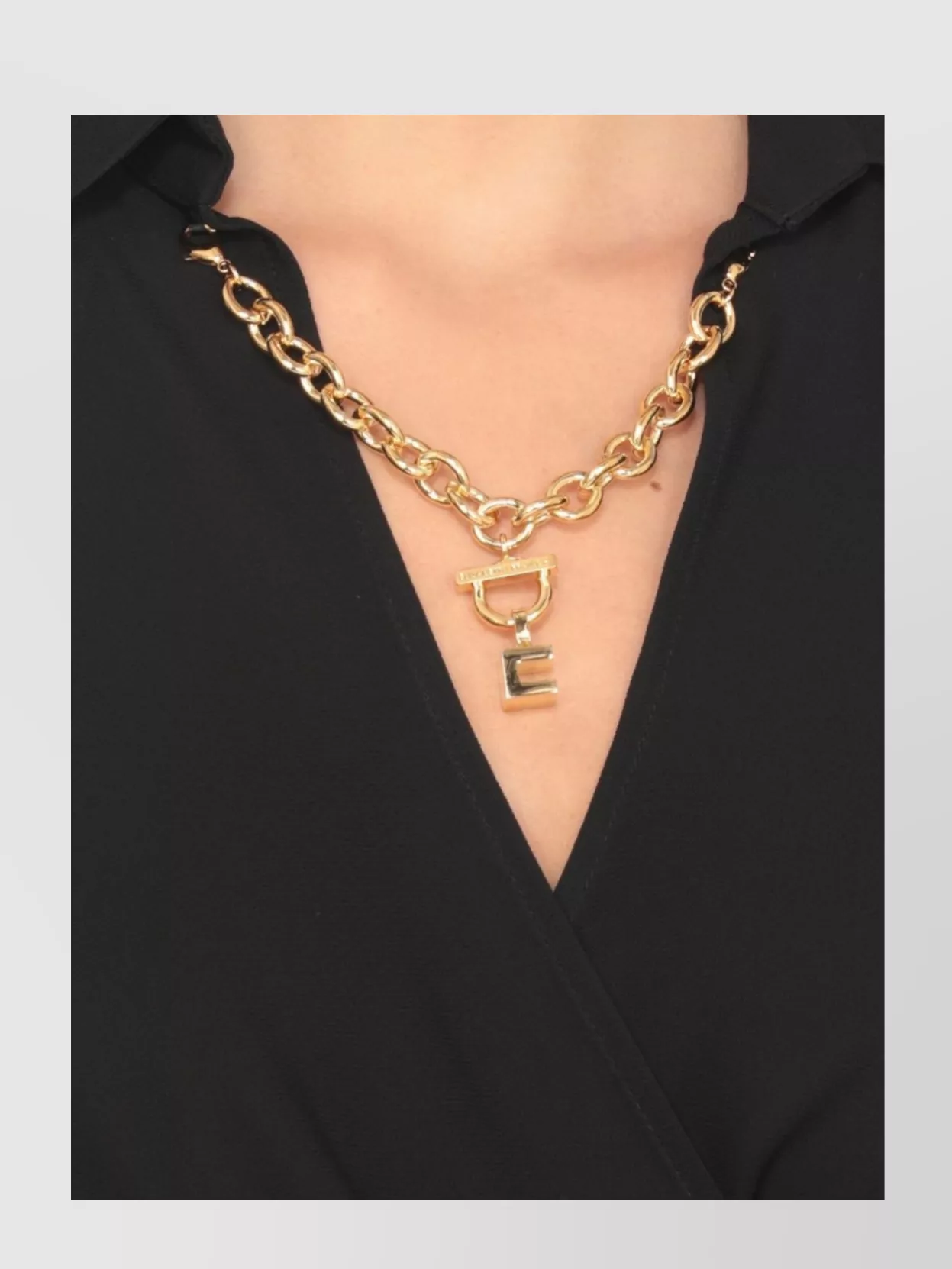 Elisabetta Franchi Long Sleeve Wrap Shirt With Chain Detail