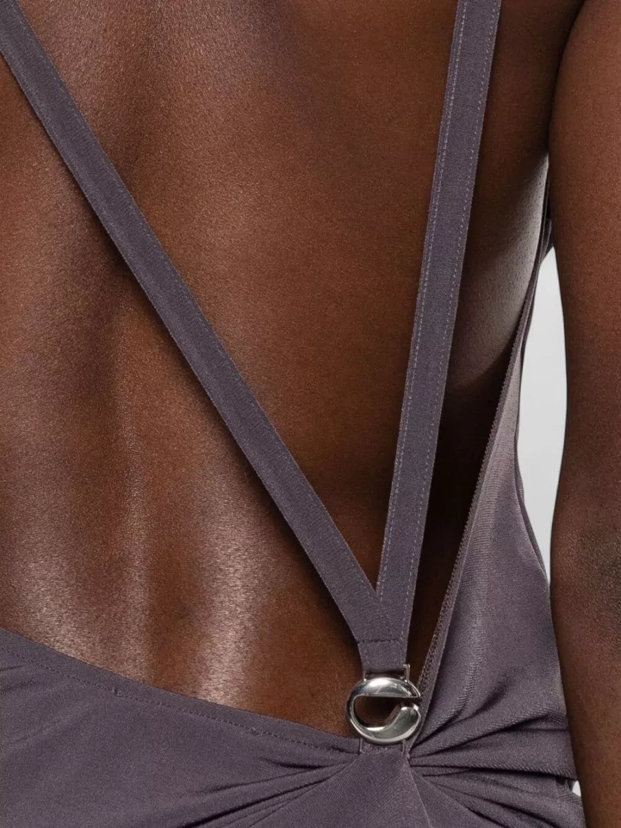 Coperni Draped Cowl Neck Maxi Dress Open Back