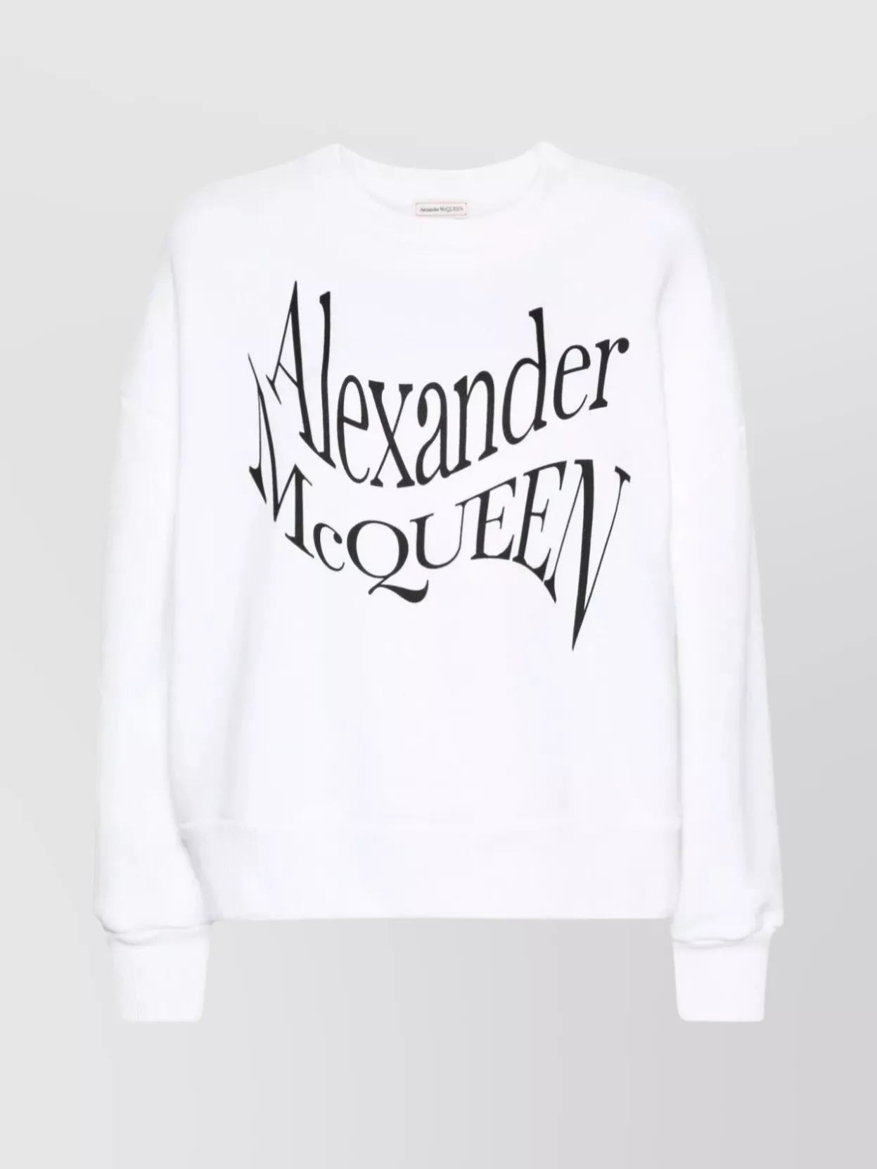 Shop Alexander Mcqueen Ribbed Crewneck Sweatshirt With Long Sleeves In Pastel