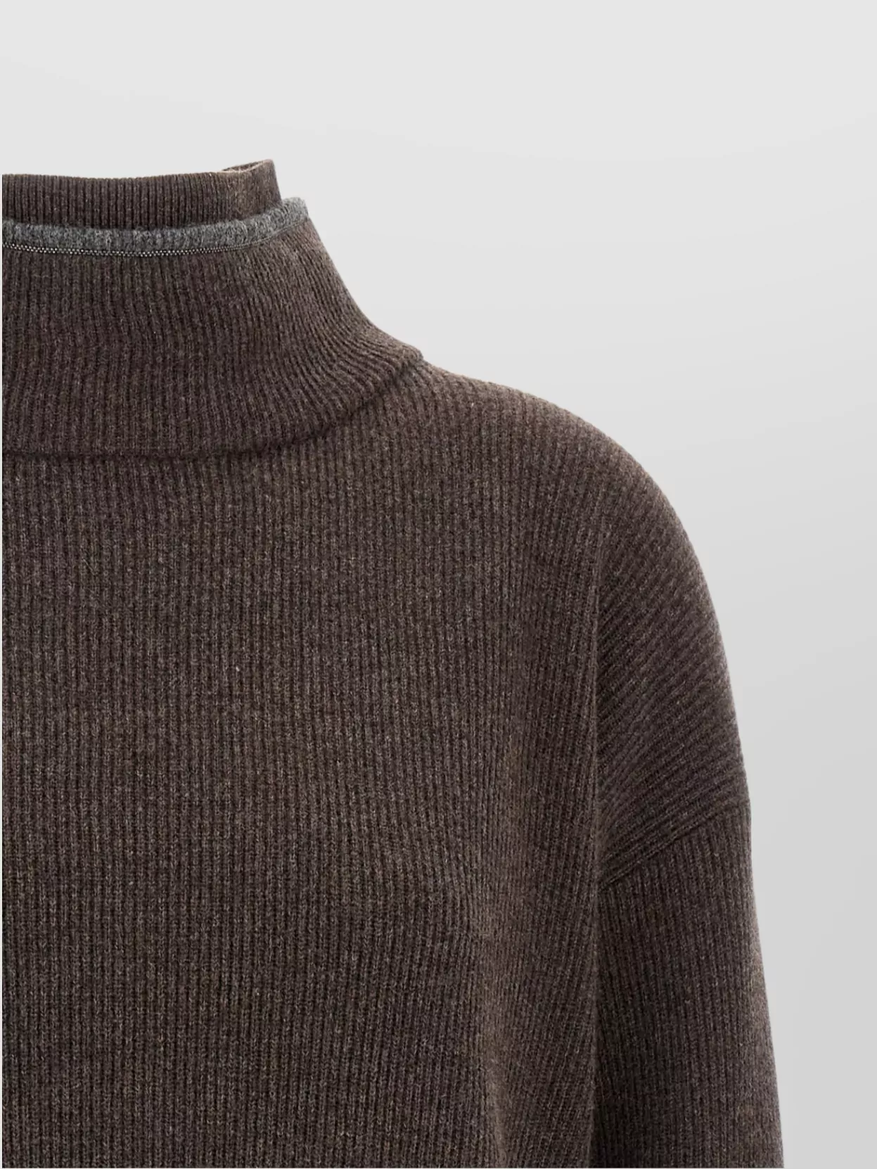 Brunello Cucinelli Layered Dress With High Neck And Ribbed Texture