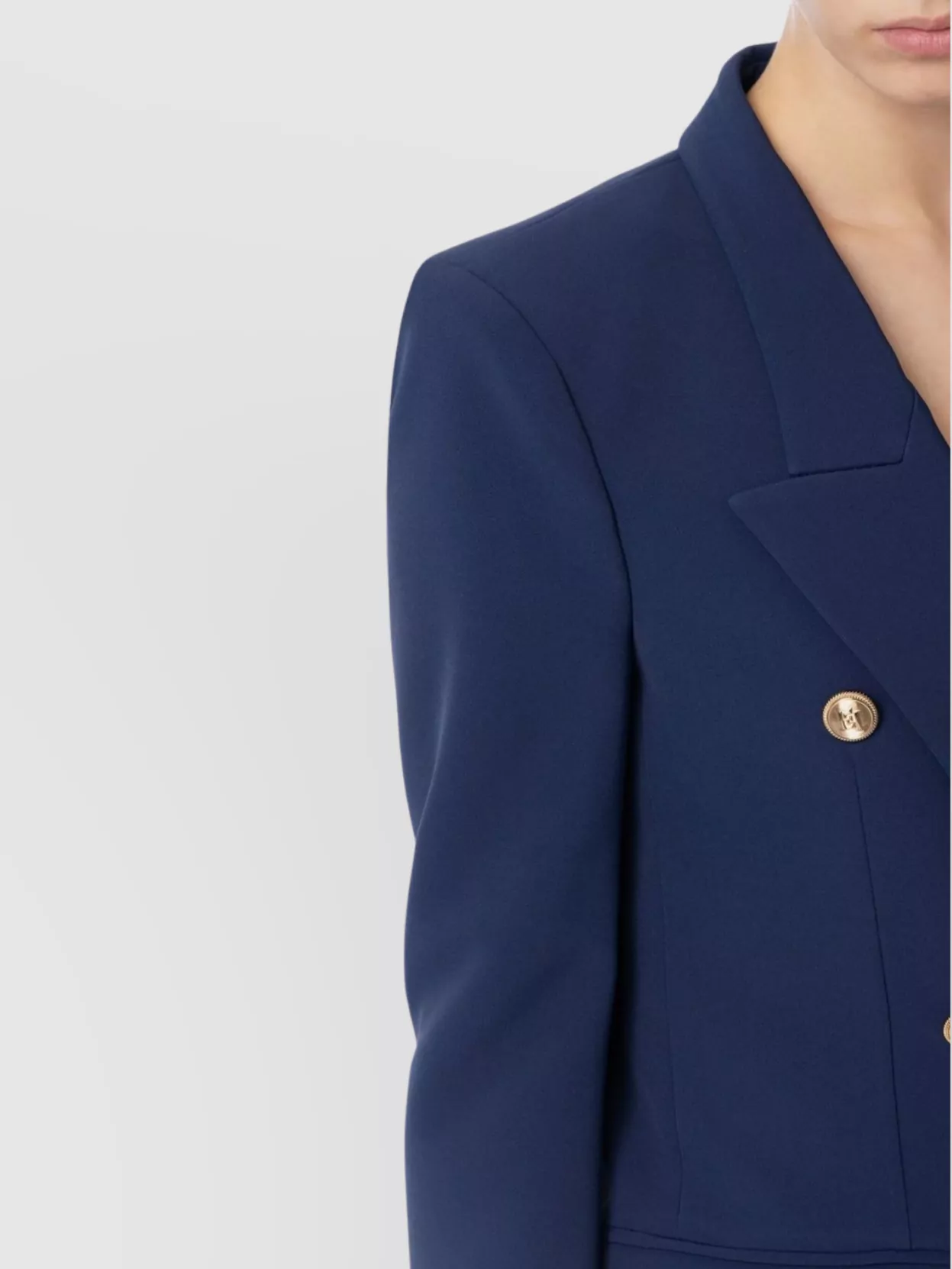 Elisabetta Franchi Stretch Crepe Double Breasted Suit Jacket