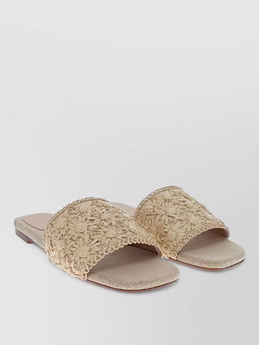 Castaner Sandals Flat Sole Open Toe Embroidery
