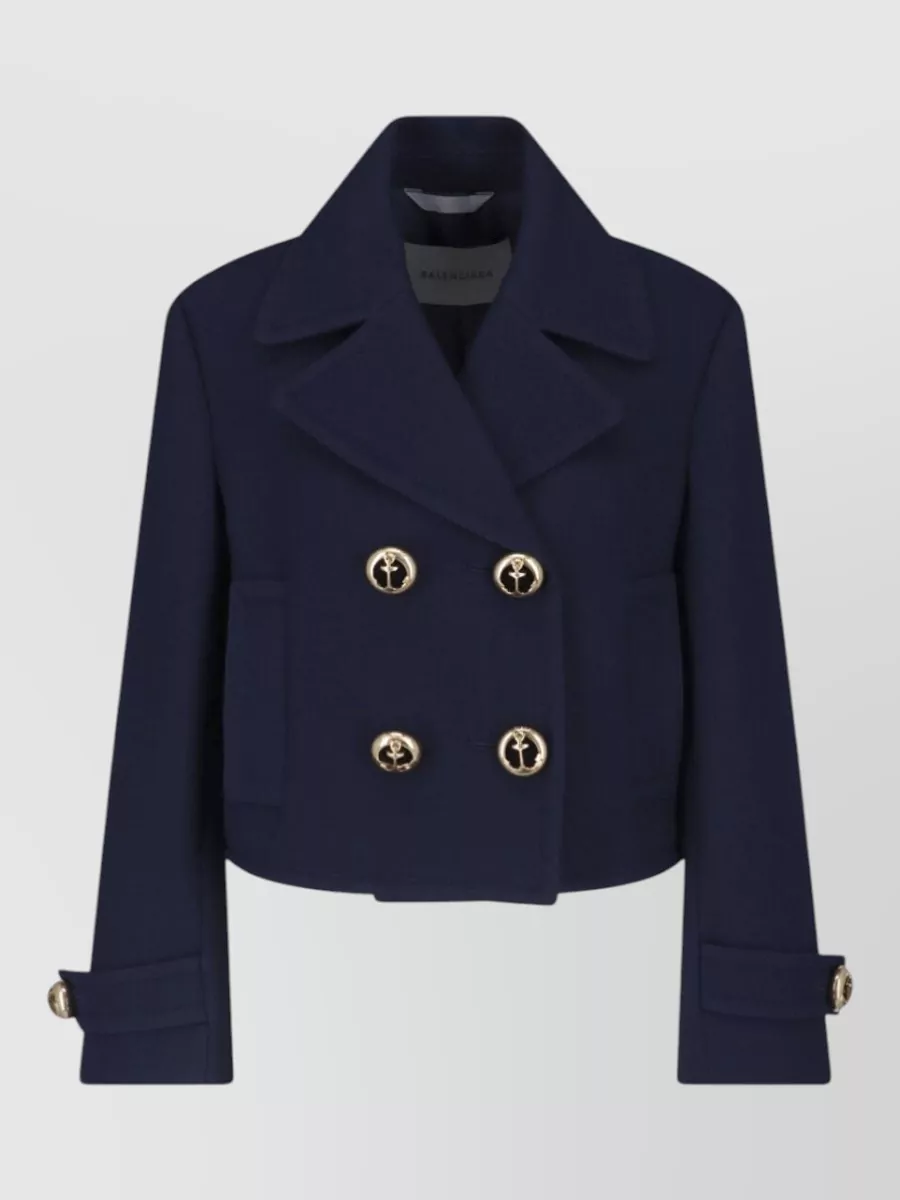 Balenciaga wool textured cropped double-breasted peacoat