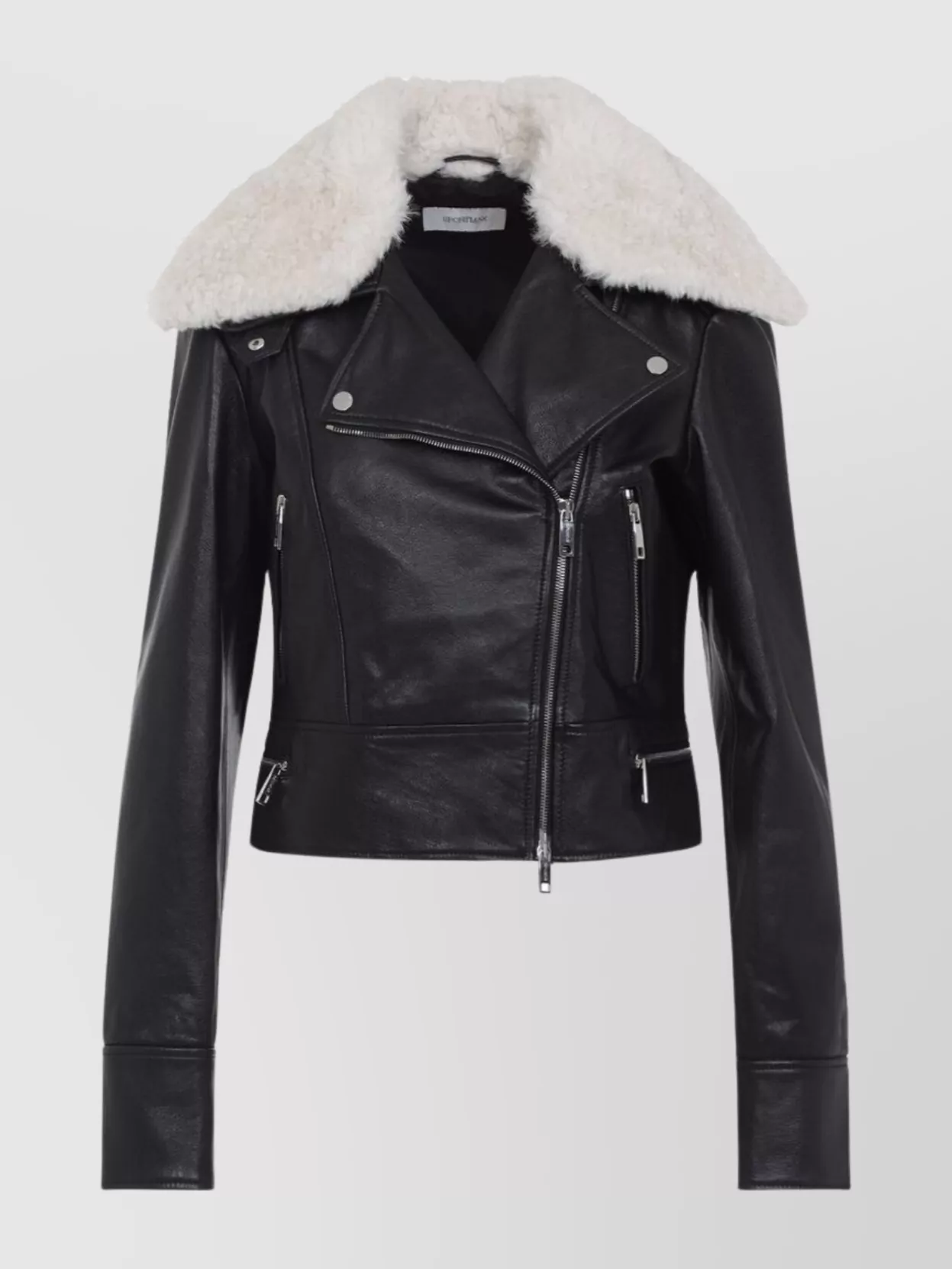 Sportmax Toscana Cropped Leather Biker Jacket In Black