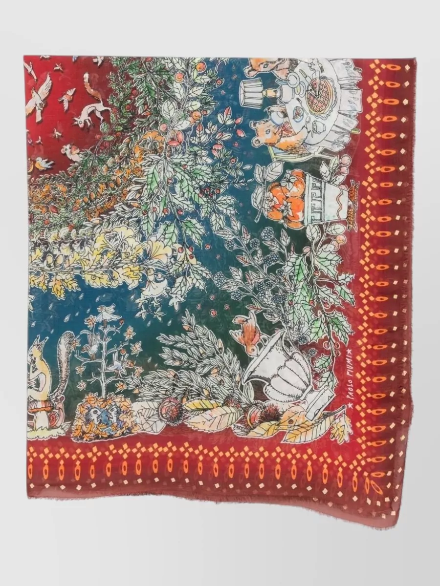 Faliero Sarti cashmere graphic print square scarf