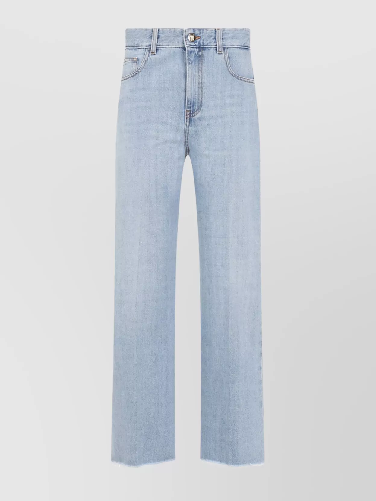 Giambattista Valli Flared High-waist Jeans Frayed Hem In Blue