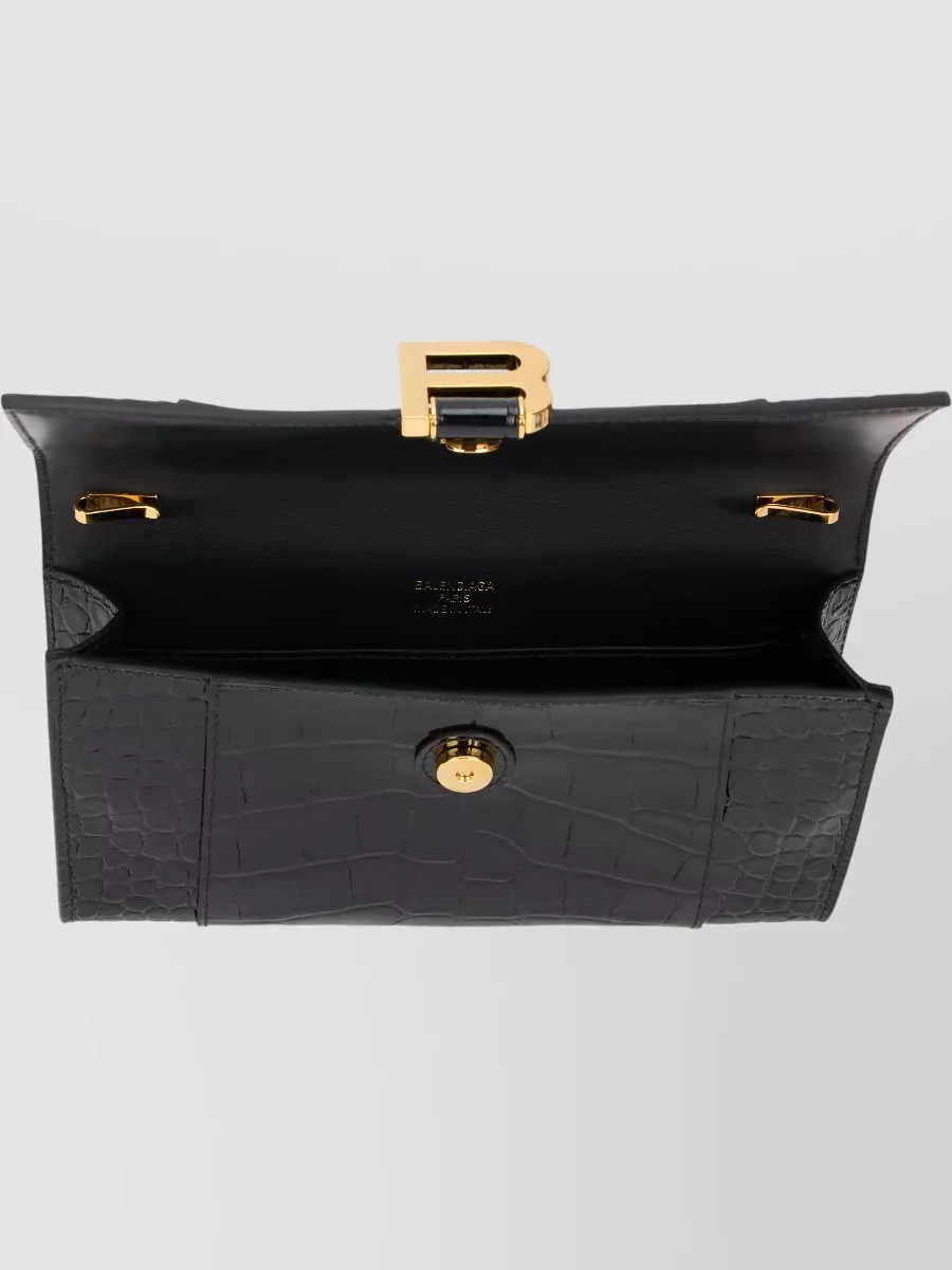 Balenciaga Na Leather Crocodile Effect Clutch Bag