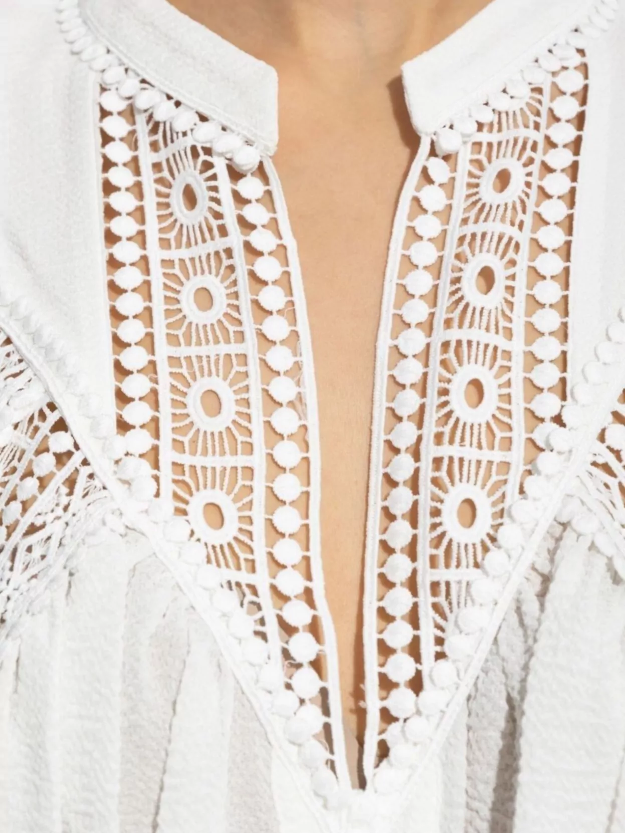 Iro Ruffled V-Neck Top Lace Detailing