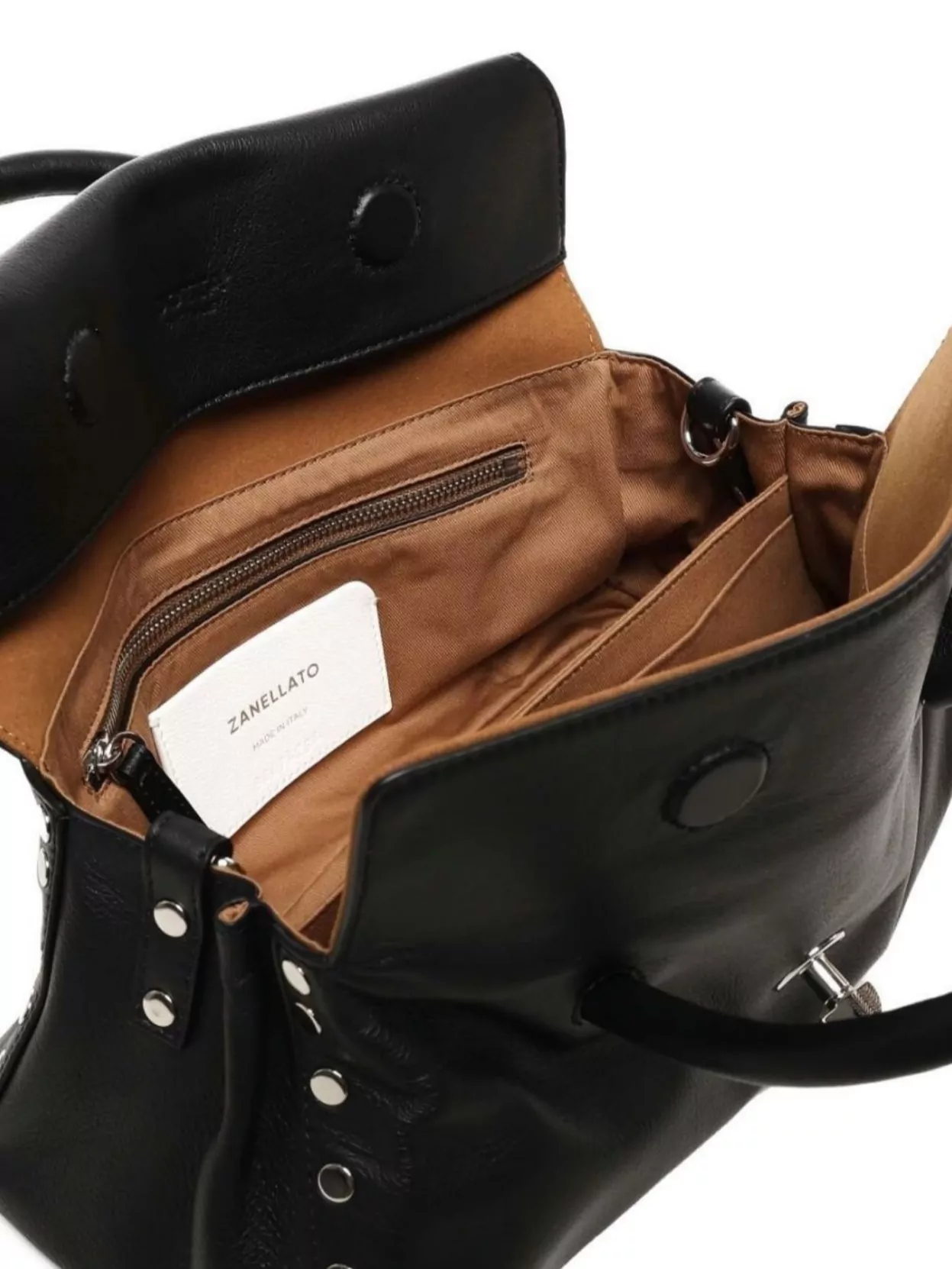 Zanellato Small Leather Tote Bag Studs In Black