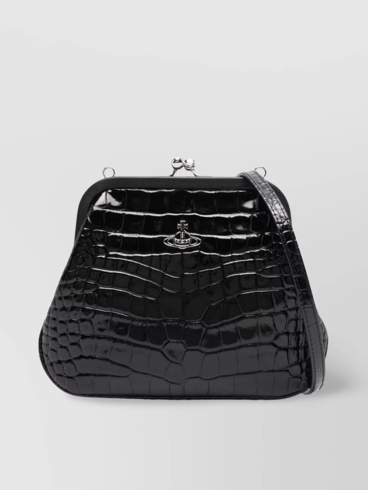VIVIENNE WESTWOOD EXQUISITE CROCODILE EMBOSSED CLUTCH WITH DETACHABLE STRAP