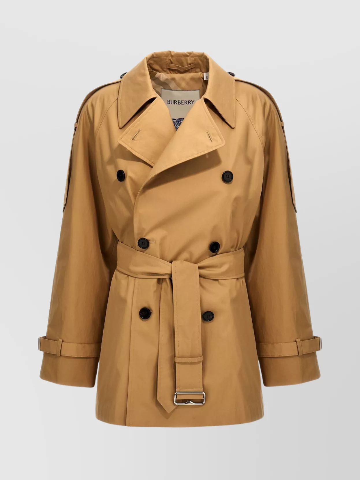 Shop Burberry Trench Coat Short Double-breasted Design